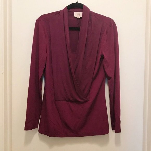 ECI Tops - ECI New York M Wine Purple Color V-Neck Drape Blouse Top